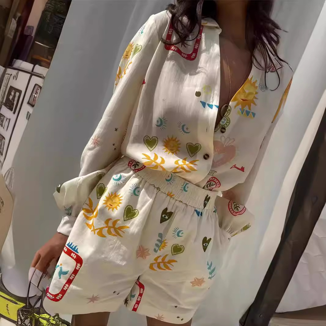 Romper Floral Print - Women Casual Elastic Waist 2pcs Sets