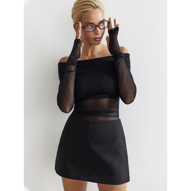 Women  Mesh Off Shoulder Top S - Blouse Off Shoulder review and price