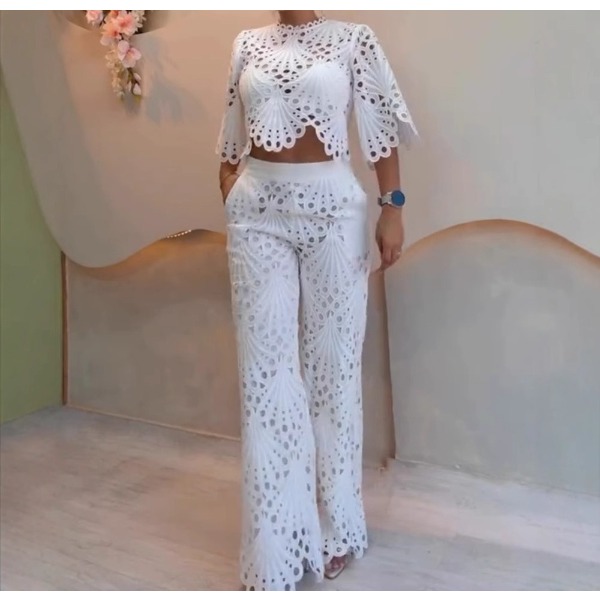 2 Pieces Outfit Woman New Summ - Crop Top Crochet review and price