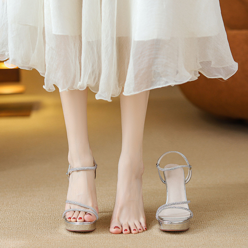 2026 Women's Silver Rhinestone - Sandal Strappy Heeled review and price