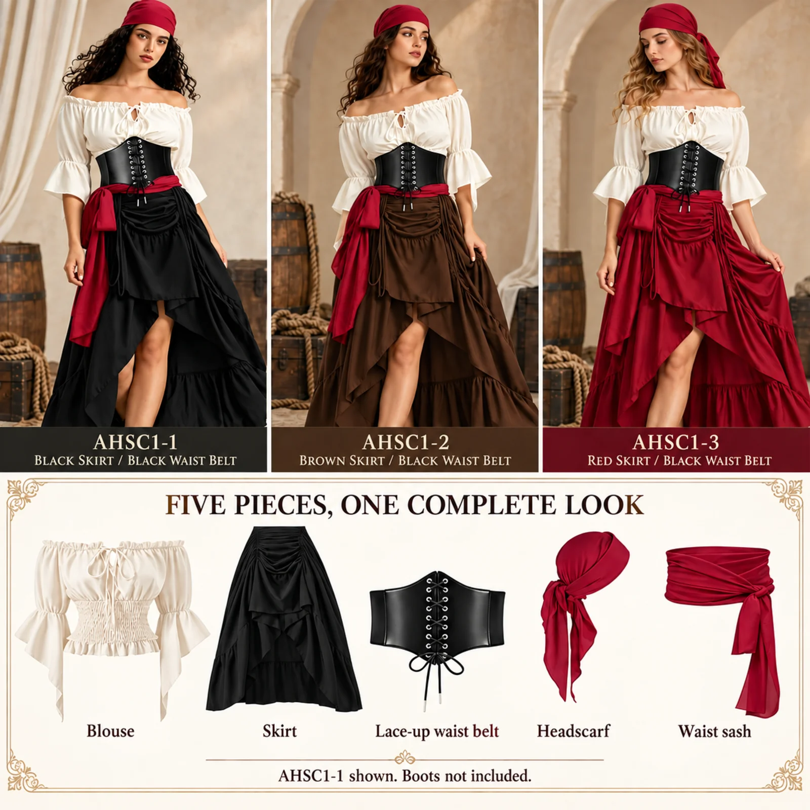 Women Pirate Costume Set Blous - Blouse Off Shoulder review and price