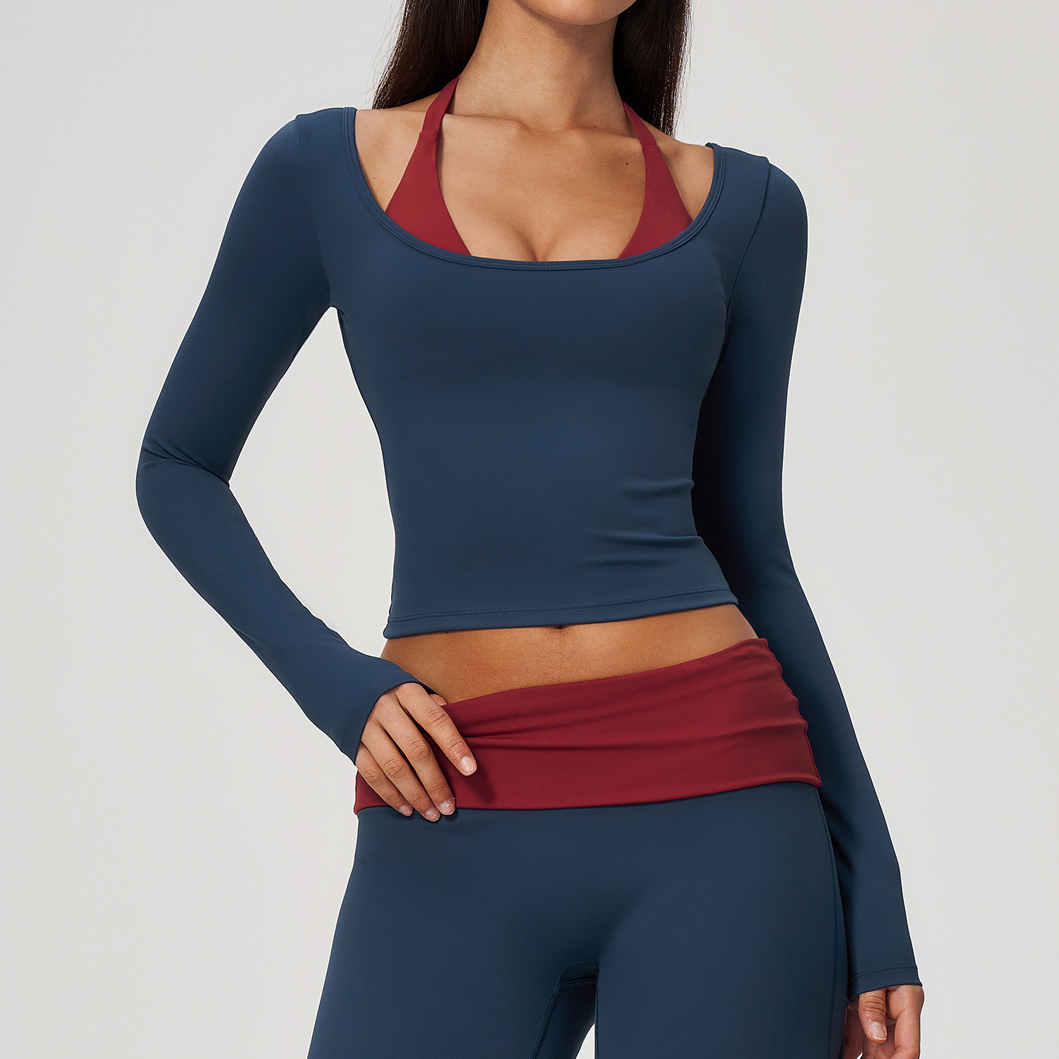Halter Long Sleeve Yoga Crop T - Crop Top Crochet review and price